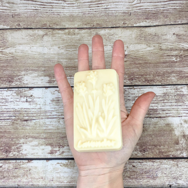 Lavender Goat Milk & Lard Soap in Woman's Hand for Scale