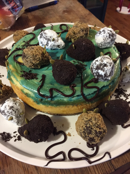 Malachi's Blue-Cheese-Cake Birthday Cake, October 2017 - 4 years old!