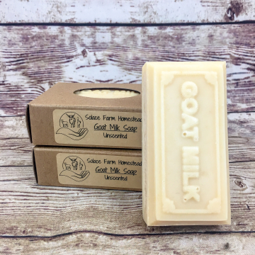 Unscented Handmade Goat Milk Soap - Fragrance-Free, All-Natural Handcrafted Farm Soap with Our Own Goat Milk, for Sensitive and Allergy Skin
