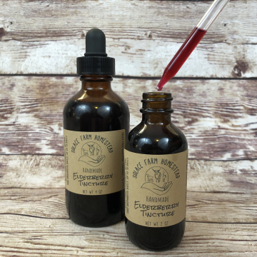Elderberry Tincture, Pure Alcohol Tincture from Homegrown, Hand-processed American Elderberries, for Immune System Support