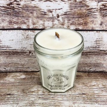 Tallow & Beeswax Candle 10 oz, Wooden Wick Candle with Hand-Rendered Grass-fed Beef Tallow in Upcycled Glass Jar