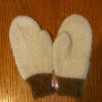 Felted alpaca mittens