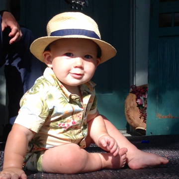 Ewan, lookin' good in his Panama hat, July 4, 2017