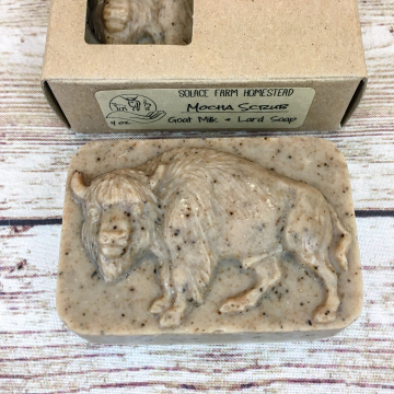Goat Milk Soap with Grass-fed Tallow & Pastured Lard, Espresso Scrub with Ground Coffee in Wild Animal Shapes